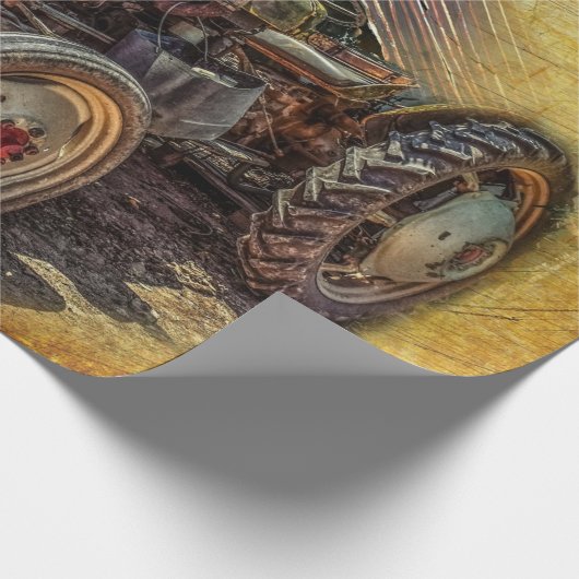 Vintager Bauerntraktor Geschenkpapier (Ecke)