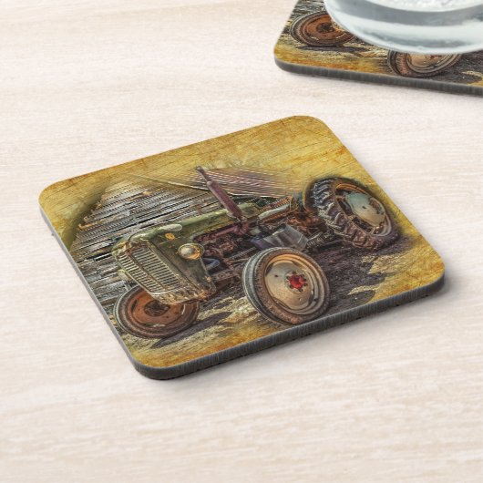 Vintager Bauerntraktor Getränkeuntersetzer (Linke Seite)