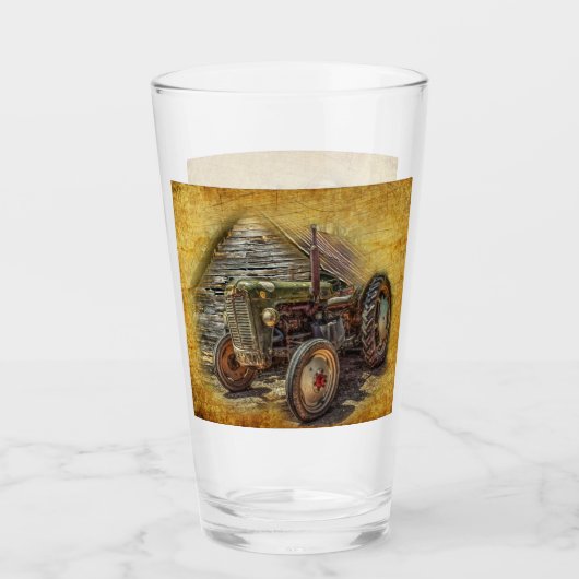 Vintager Bauerntraktor Glas (Vorderseite)