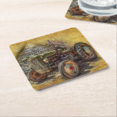 Vintager Bauerntraktor Rechteckiger Pappuntersetzer (angewinkelt)