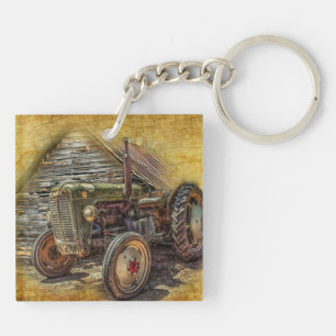 Vintager Bauerntraktor Schlüsselanhänger