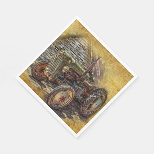 Vintager Bauerntraktor Serviette (Ecke)