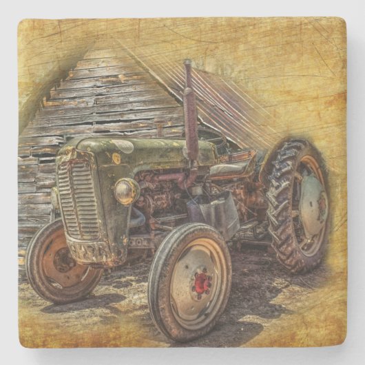 Vintager Bauerntraktor Steinuntersetzer (Vorderseite)