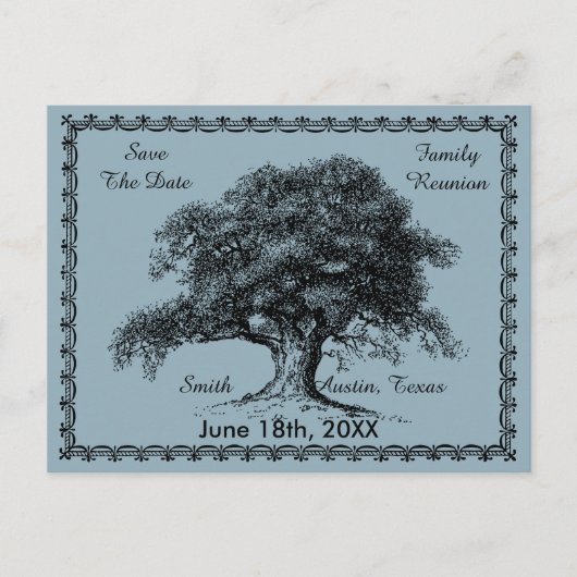 Vintager Baum Außenbereich Rustikal blau Ankündigungspostkarte (Vorderseite)
