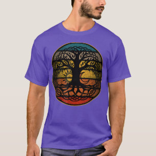 Vintager Baum des Lebens Sonne und Mond keltischer T-Shirt