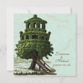 Vintager Baum House Fun Antiqued Parchment Hochzei Einladung (Rückseite)