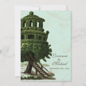 Vintager Baum House Fun Antiqued Parchment Hochzei Einladung (Rückseite)