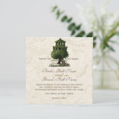 Vintager Baum House Fun Antiqued Parchment Hochzei Einladung (Stehend Vorderseite)