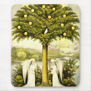 Vintager Baum Leben-christlicher Illustration 1892 Mousepad