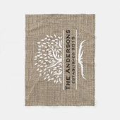 Vintager Baum-rustikaler Leinwand-Familienname Fleecedecke (Vorderseite)