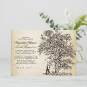 Vintager Baum und Ehepaar - Einladungen (Stehend Vorderseite)