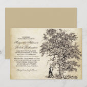Vintager Baum und Ehepaar - Einladungen (Vorne/Hinten)