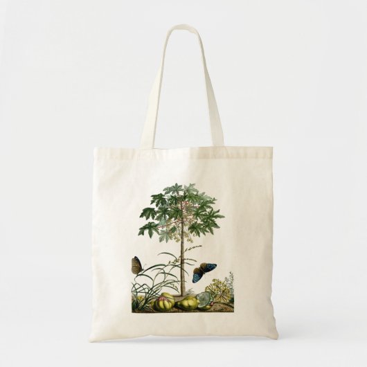 Vintager Baum und Schmetterlinge der Papaya Tragetasche (Vorne)