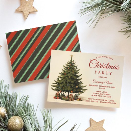 Vintager Baum und Weihnachtsgeschenk im Unternehme Einladung