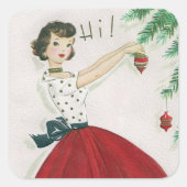 Vintager Baumschmuck Quadratischer Aufkleber (Vorderseite)