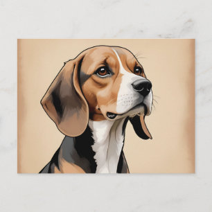Vintager Beagle Portrait im Retro-Stil des Mittelj Postkarte