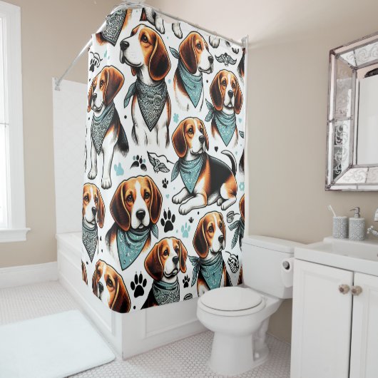 Vintager Beagle Welpe nahtlos Duschvorhang (Beispiel)
