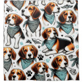 Vintager Beagle Welpe nahtlos Duschvorhang (Vorderseite)