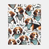 Vintager Beagle Welpe nahtlos Fleecedecke (Vorderseite)