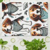 Vintager Beagle Welpe nahtlos Geschirrtuch (Gefaltet)