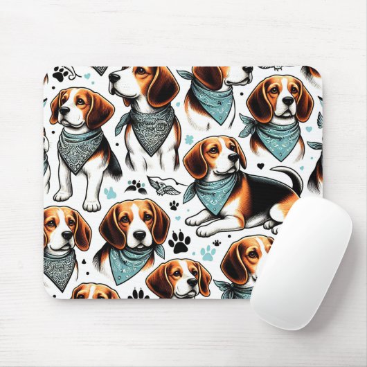 Vintager Beagle Welpe nahtlos Mousepad (Mit Mouse)