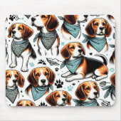 Vintager Beagle Welpe nahtlos Mousepad (Vorne)