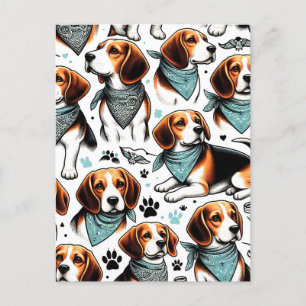 Vintager Beagle Welpe nahtlos Postkarte
