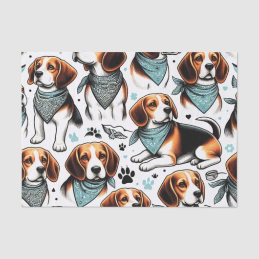 Vintager Beagle Welpe nahtlos Seidenpapier (Vorderseite)