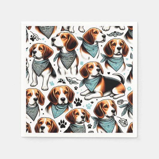 Vintager Beagle Welpe nahtlos Serviette (Vorderseite)