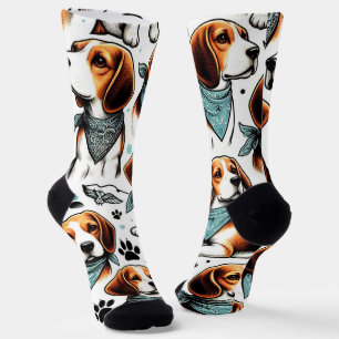 Vintager Beagle Welpe nahtlos Socken