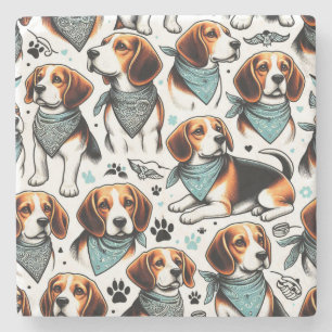 Vintager Beagle Welpe nahtlos Steinuntersetzer