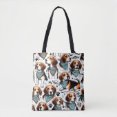 Vintager Beagle Welpe nahtlos Tasche (Vorderseite)