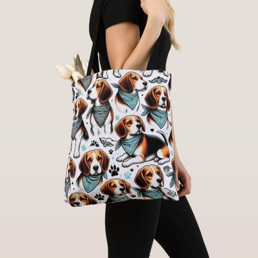 Vintager Beagle Welpe nahtlos Tasche (Von Nahem)