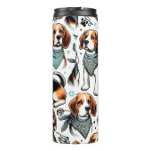 Vintager Beagle Welpe nahtlos Thermosbecher (Rückseite)