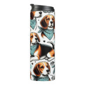Vintager Beagle Welpe nahtlos Thermosbecher (Nach rechts gedreht)
