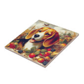 Vintager Beagle Welpenmalerei Fliese (Seite)