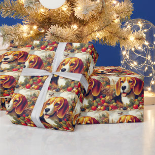 Vintager Beagle Welpenmalerei Geschenkpapier