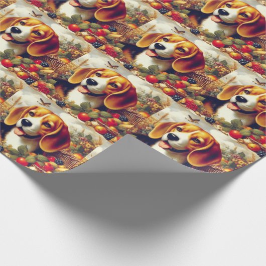 Vintager Beagle Welpenmalerei Geschenkpapier (Ecke)