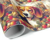 Vintager Beagle Welpenmalerei Geschenkpapier (Rolleneckpunkt)