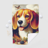 Vintager Beagle Welpenmalerei Golfhandtuch (Insitu)