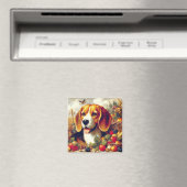 Vintager Beagle Welpenmalerei Magnet (In Situ (Geschirrspüler))