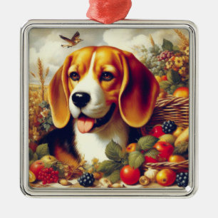 Vintager Beagle Welpenmalerei Ornament Aus Metall