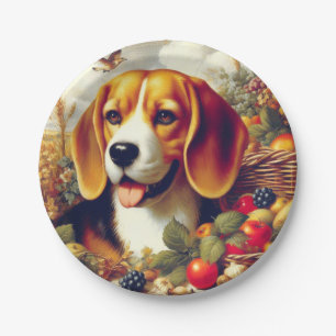 Vintager Beagle Welpenmalerei Pappteller