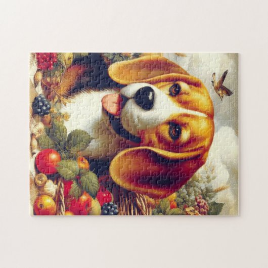 Vintager Beagle Welpenmalerei Puzzle (Horizontal)