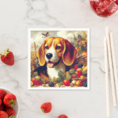 Vintager Beagle Welpenmalerei Serviette (Beispiel)