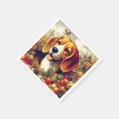 Vintager Beagle Welpenmalerei Serviette (Ecke)
