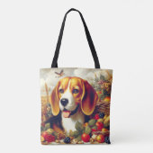 Vintager Beagle Welpenmalerei Tasche (Rückseite)
