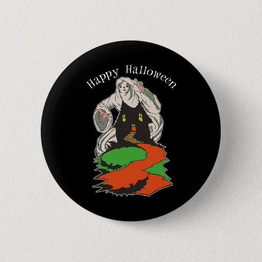 Vintager Beängstigender Geist über einem spöttisch Button (Vorderseite)
