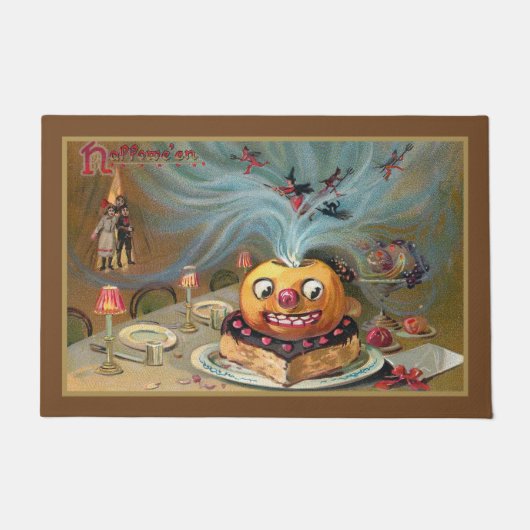 Vintager Beängstigender Jack-O-Laterne mit Hexen u Fußmatte (Vorderseite)