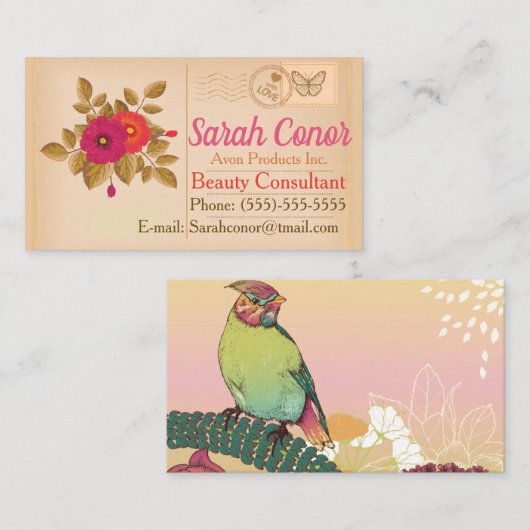 Vintager Beauty Consultant auf Postcard Visitenkarte (Vorne/Hinten)